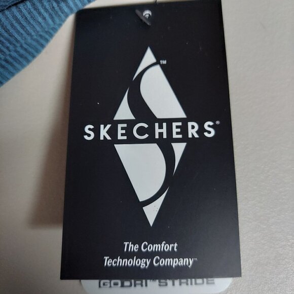 Skechers Women's Plus Size Teal Green Pinstripe GoDri Stride Athletic Tee - Picture 8 of 10